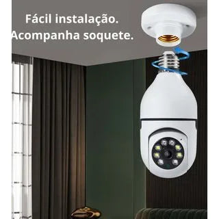 Câmera segurança wifi ip sem fio 360 com encaixe lampada bocal aplicativo yoosee ptz full HD visão noturna - bivolt